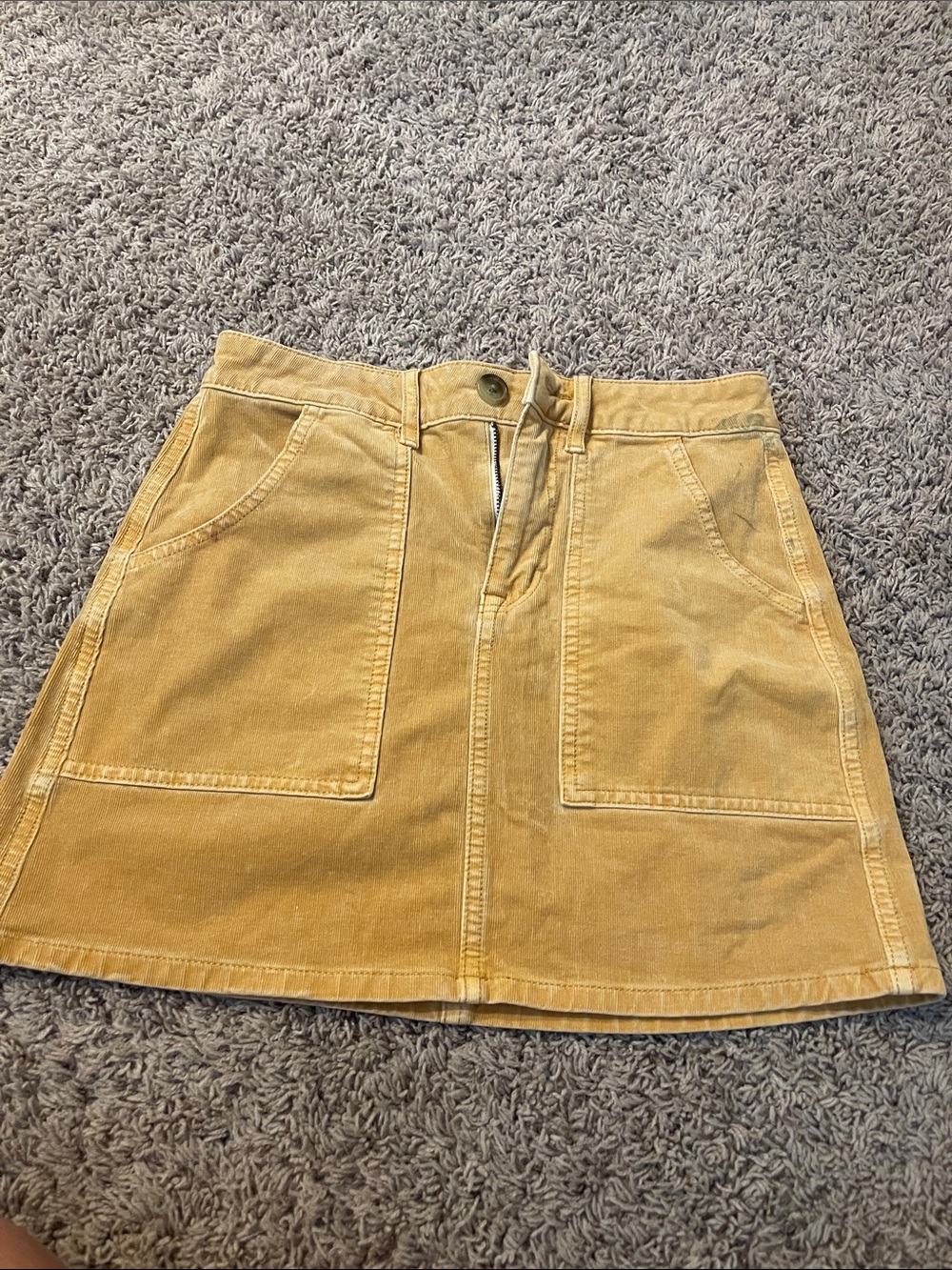 American Eagle Outfitters Yellow Patch-Pocket Mini Skirt